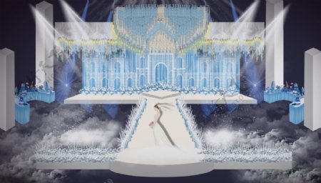 蓝色梦幻铁网城堡婚礼效果图