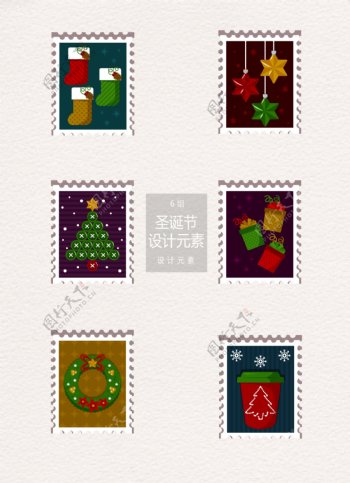 圣诞节邮票标签矢量ai设计元素
