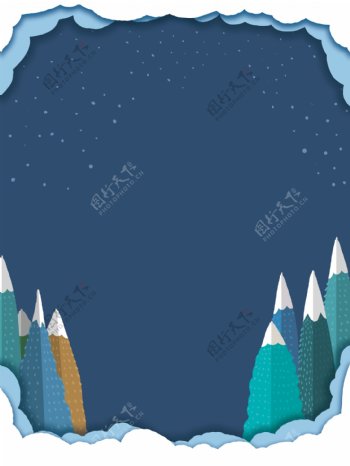 扁平化蓝色冬季小雪背景设计