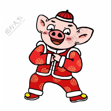 中国风拜年潮猪插画元素