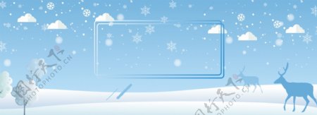 原创冬季蓝色雪景背景