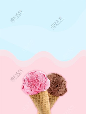 夏日草莓巧克力冰淇淋背景素材