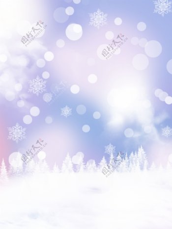 纯原创小清新唯美紫色雪花雪地背景