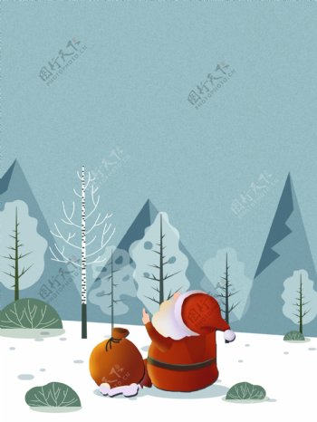 雪地上的圣诞老人背景素材