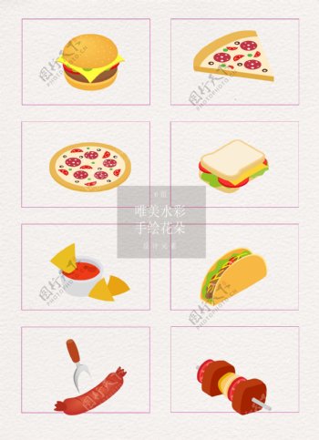 8组卡通矢量快餐食物设计
