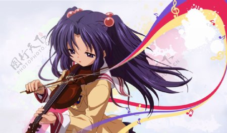 拉小提琴的小女孩