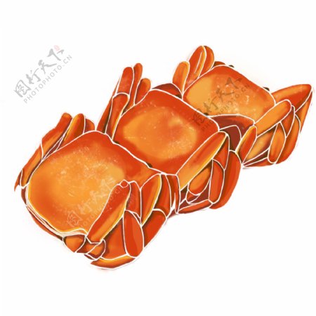手绘秋季美食大闸蟹设计