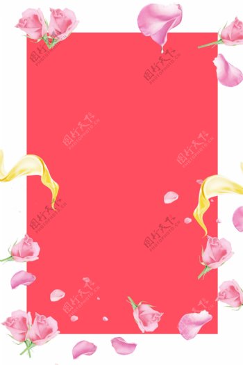 唯美浪漫粉色花朵感恩节背景素材