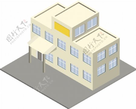 2.5D白色高级建筑场景AI素材