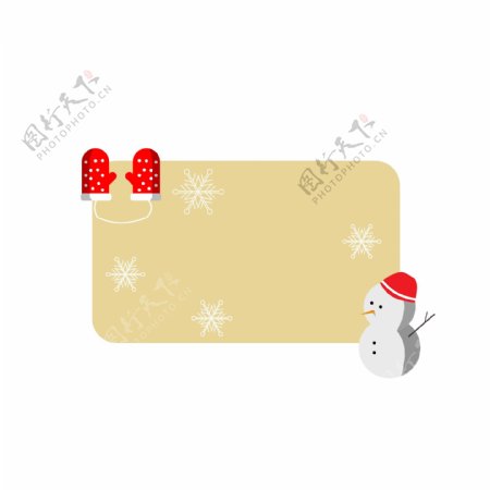 圣诞节雪人手套插画