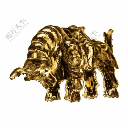 黄金元素强壮质感金牛雕像贴图