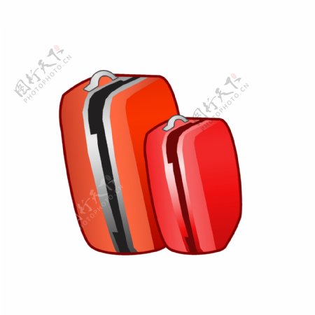 两个红色行李箱插画