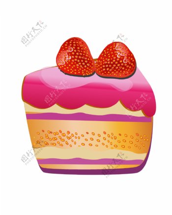 漂亮的草莓蛋糕插画