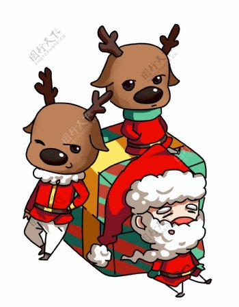圣诞节圣诞老人和麋鹿