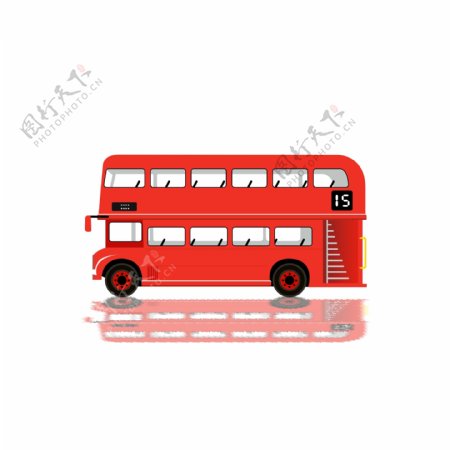 红色双层巴士公交车交通工具商用素材