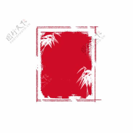 红色竹子装饰印章图案