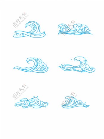 海浪蓝色浪花装饰素材设计