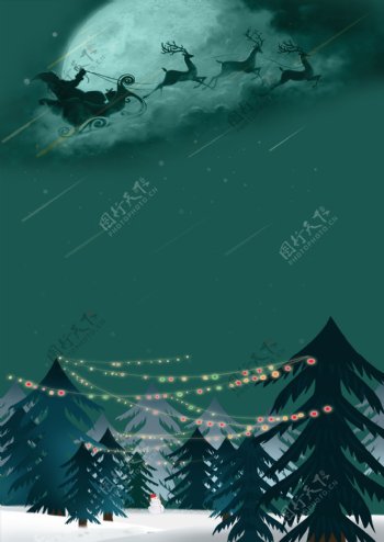简约圣诞树林平安夜背景设计