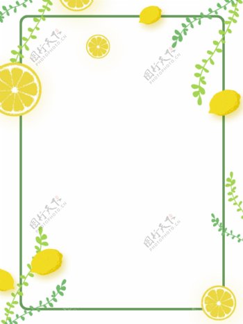 白色系小清新夏日柠檬水果宣传背景素材
