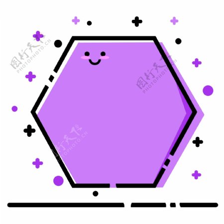六边形紫色meb风格纹理边框可商用