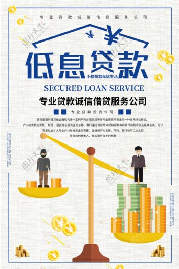 2018白色简约金融理财贷款卡通海报