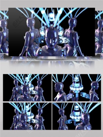 蓝色科技感酷炫机器人视频素材