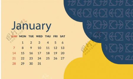 黄蓝色不规则几何2018年商务台历设计