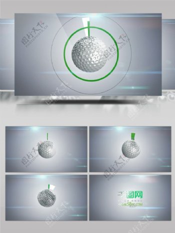 高尔夫球动画揭示标志AE模板