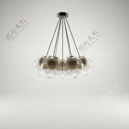 透明玻璃球吊灯组合吊灯3d模型