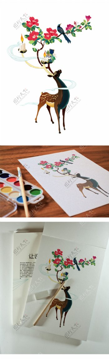 板绘麋鹿插画设计