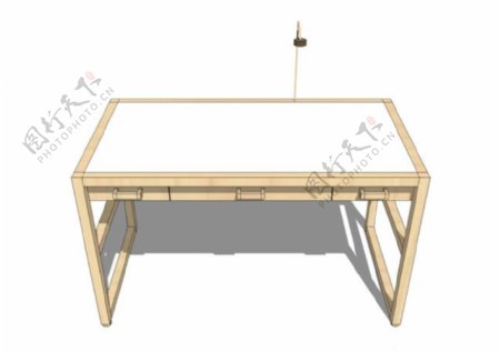 木制白色办公桌su模型效果图