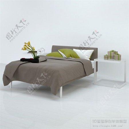 简单卧室床模型下载