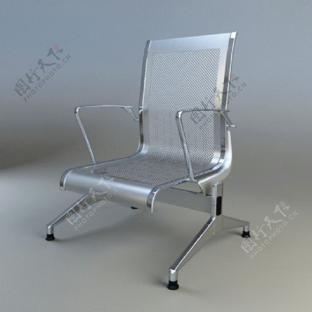 简约银色双臂座椅3d模型