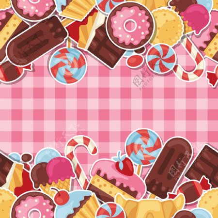 可爱甜甜圈卡通甜点矢量图