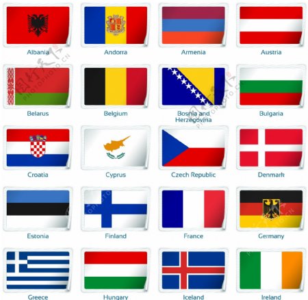 各种形状的世界国旗矢量合集