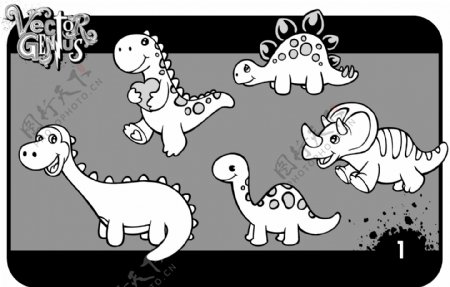 矢量素材卡通恐龙
