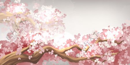 樱花春天风景矢量素材