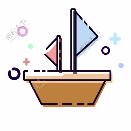 mbe风格交通工具帆船卡通可爱可商用清新