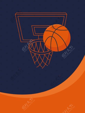 卡通手绘篮球特训营体育运动背景