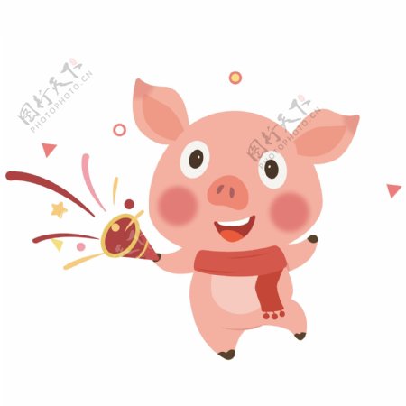 新年猪年卡通矢量庆祝礼花
