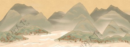 知否知否山水画手绘中国风banner背景
