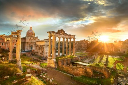 罗马建筑高清罗马柱风景画