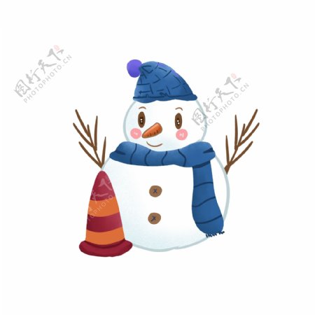 卡通可爱手绘冬天装饰小雪人元素
