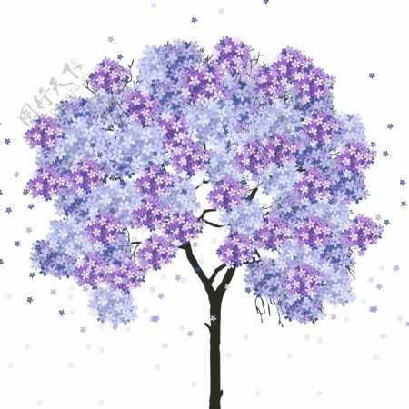 小清新紫色花卉树木装饰树元素