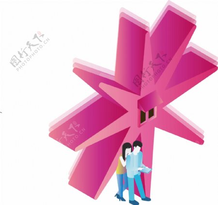 星星2原创2.5D设计元素图标合集粉红色