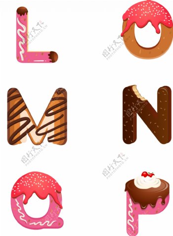字母糖果原创蛋糕面包设计元素合集卡通可爱