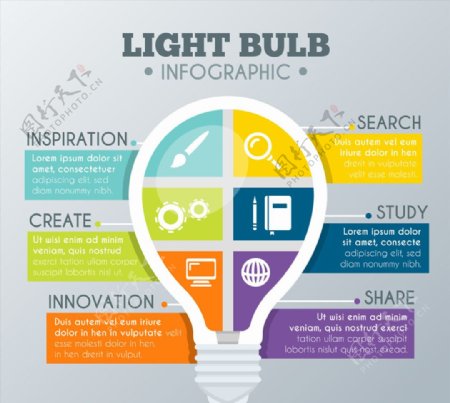 创意灯泡信息图设计矢量素材