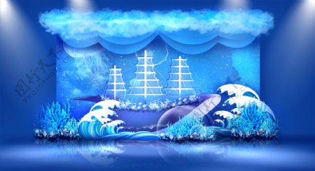 蓝色鲸鱼海洋系婚礼效果图