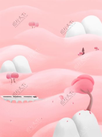 原创手绘桃花节时尚清新简约粉色背景素材