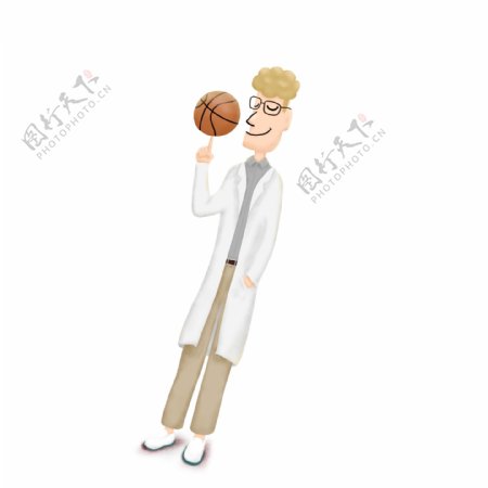 医生打篮球手绘人物设计